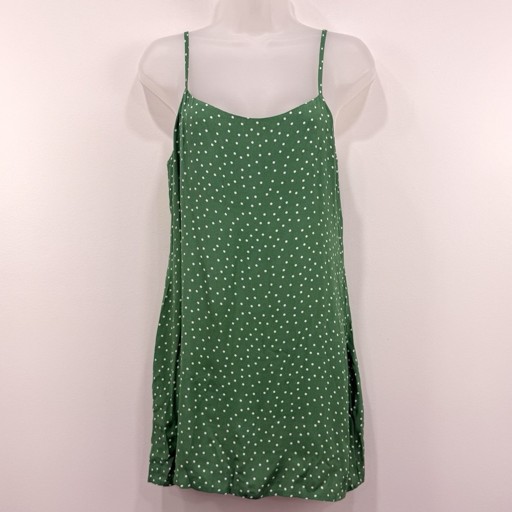 Reformation Lindsay Mini Slip Dress 4 Green Polka Dot Classic Feminine Flirty